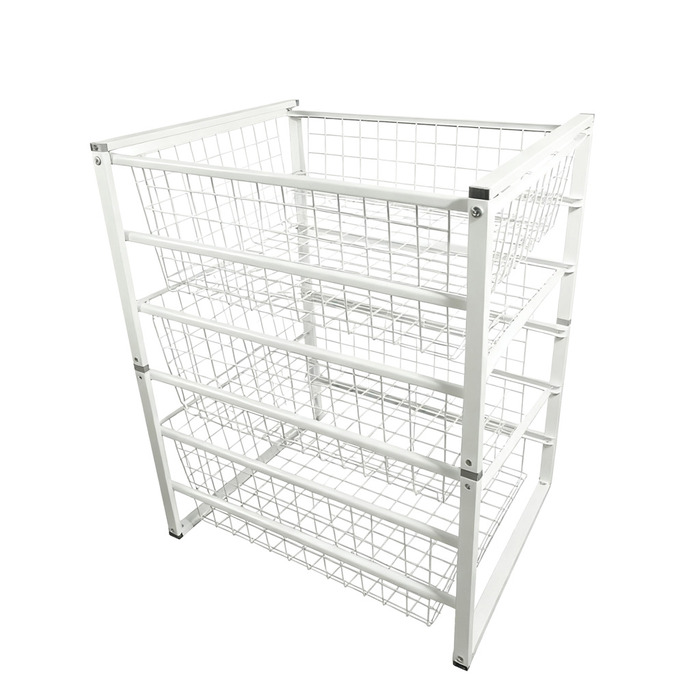 Trådreol m/3 skuffer hvid 63 x 43,5 x 54,5 cm - Homefixer